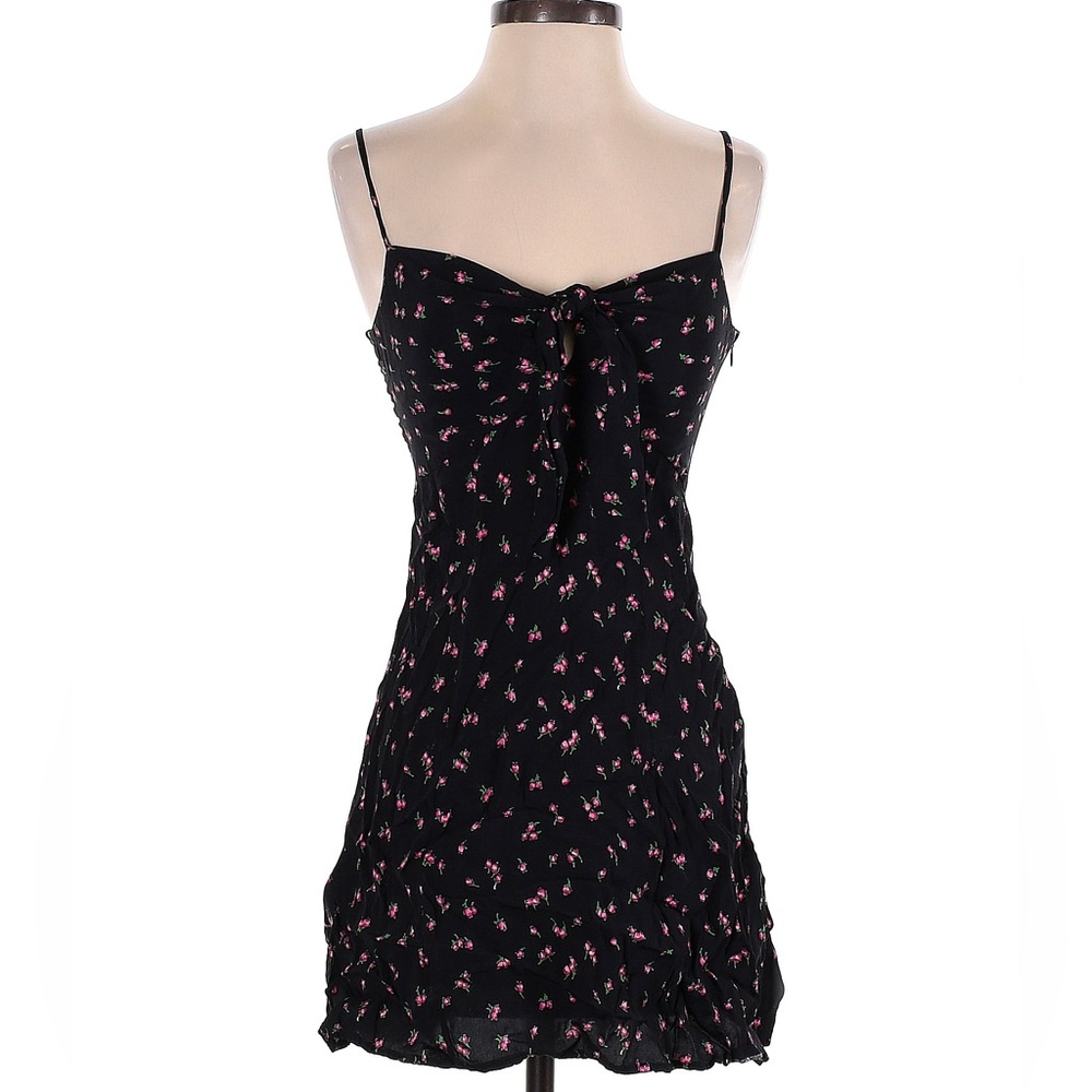 & Other Stories Mini Dress with tie in floral print